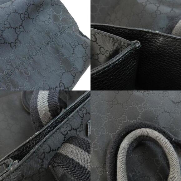 GUCCI Nylon Outlet Tote Bag 449177 GG Print Black Gold - Picture 9 of 11